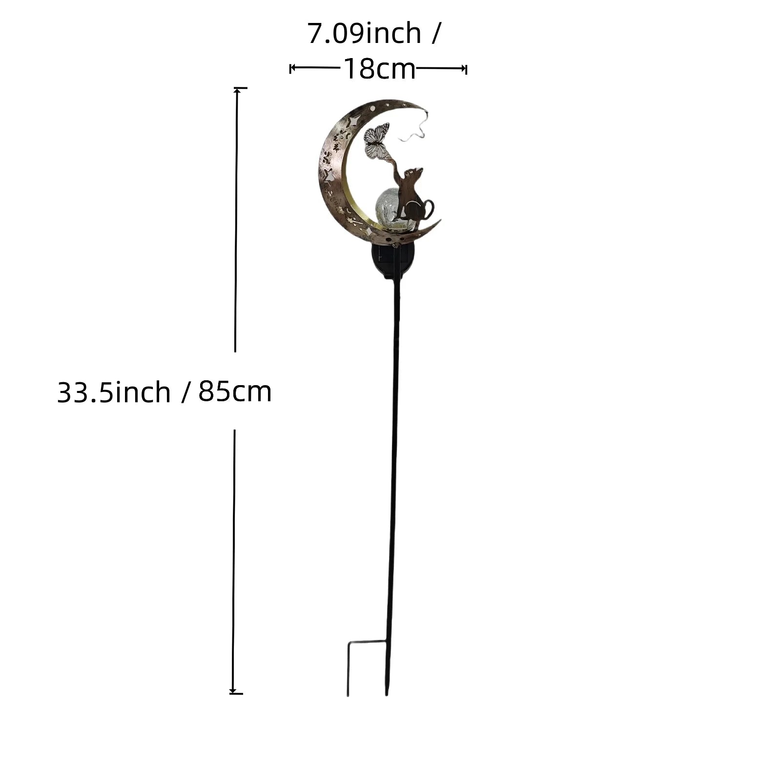 1 PC Cat Moon-Shaped Iron Solar Lamp Outdoor Garden Decorative Lighting Automatic Sensor Solar Powered