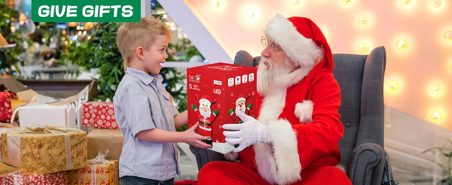 COMIN 5.2 FT Tall Christmas Inflatables Outdoor & Indoor Yard Lawn Garden Decorations Blow Waving Santa Claus with Built-in LEDs