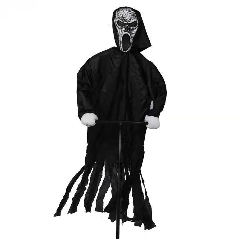 Garden Ghostface Scarecrow Halloween Decor Outside Hanging Scary Ghost Scarecrow Decorations Creative Courtyard Bird Repeller