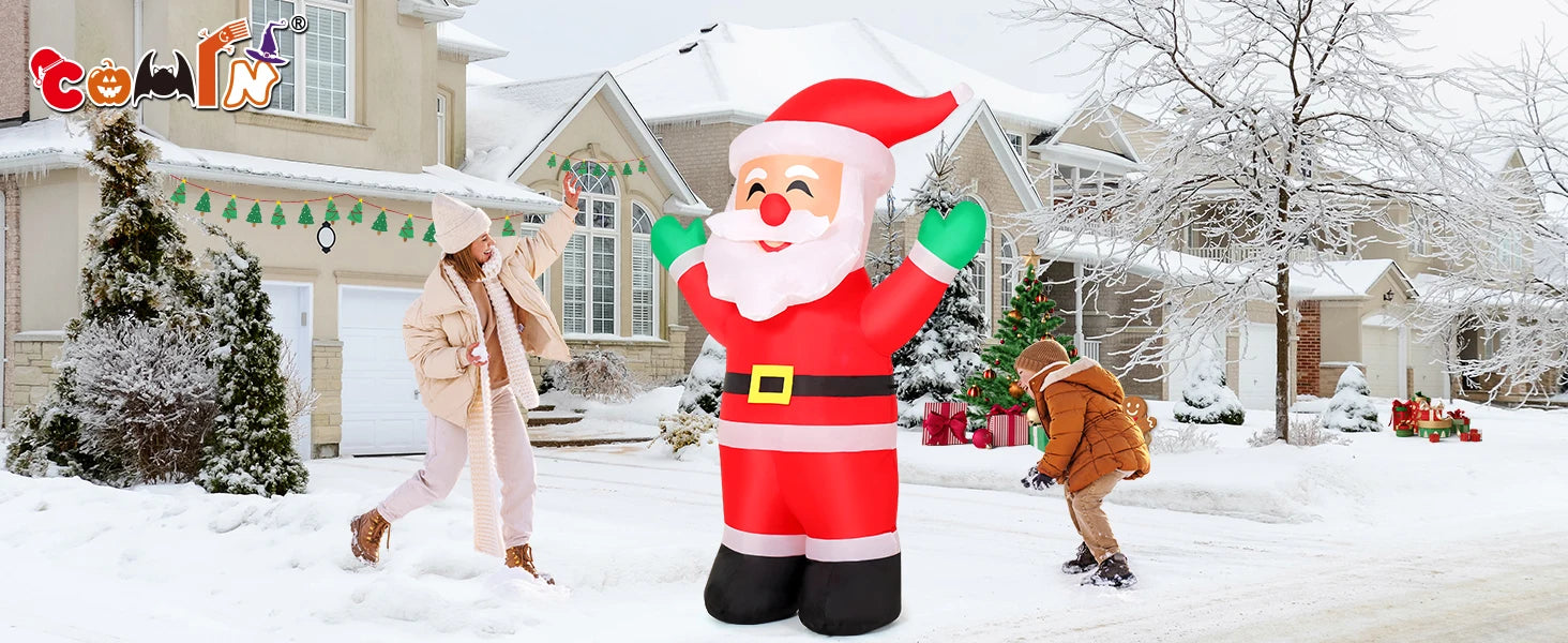 COMIN 5.2 FT Tall Christmas Inflatables Outdoor & Indoor Yard Lawn Garden Decorations Blow Waving Santa Claus with Built-in LEDs