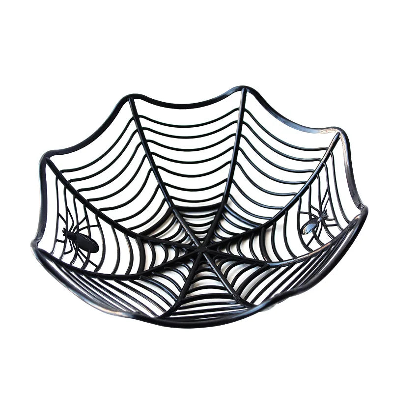 Halloween Decoration Black Spider Web Bowl Fruit Plate Candy Biscuit Package Basket Bowl Trick or Treat Halloween Party Supplies