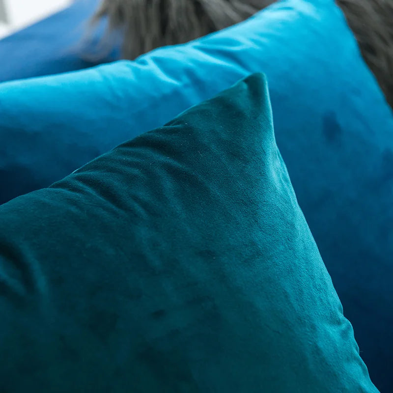 Pillow Cover Velvet Pillow Case 40x40cm For Living Room Sofa Decorative Pillows Home Decor Housse De Coussin Yellow Green Blue