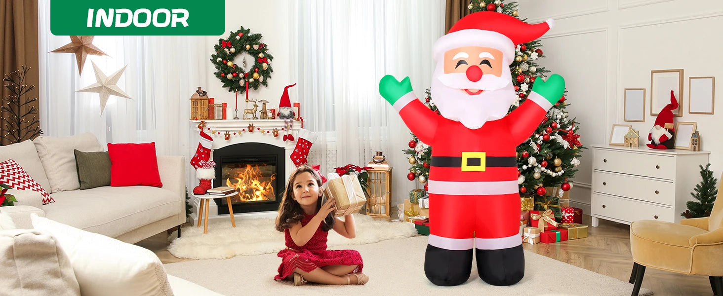COMIN 5.2 FT Tall Christmas Inflatables Outdoor & Indoor Yard Lawn Garden Decorations Blow Waving Santa Claus with Built-in LEDs