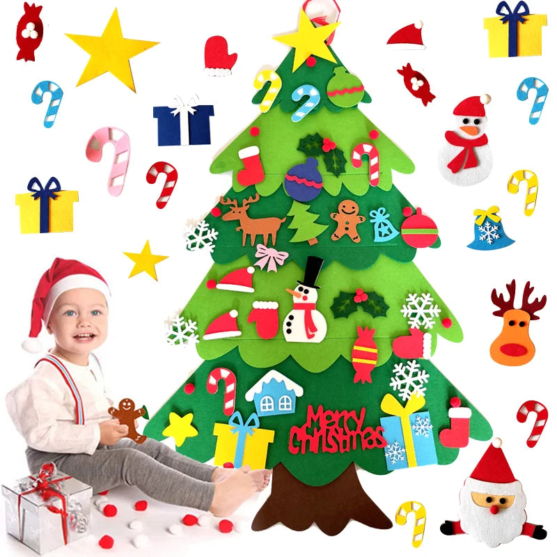 DIY Felt Christmas Tree Christmas Decoration for Home Navidad New Year Christmas Ornaments Santa Claus Xmas Kids Gifts