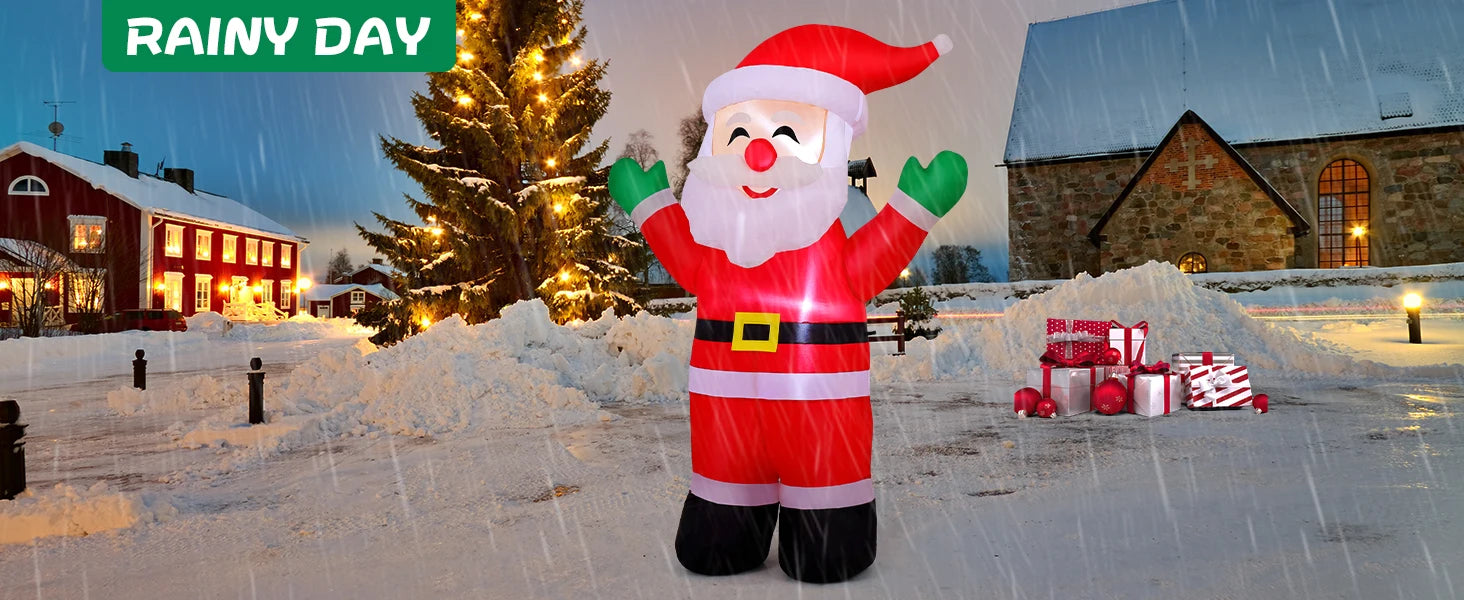 COMIN 5.2 FT Tall Christmas Inflatables Outdoor & Indoor Yard Lawn Garden Decorations Blow Waving Santa Claus with Built-in LEDs