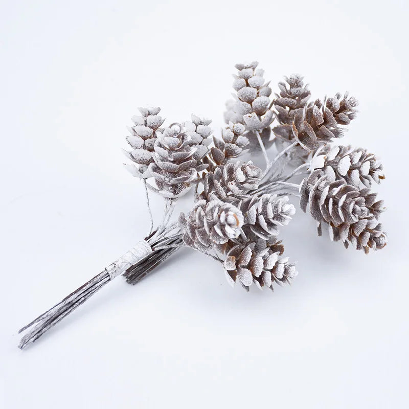 10pcs/Bundle Artificial Plants Fake Pine Cone Decorative Flowers Wreaths Christmas Home Decor Diy Wedding Handmade Pompon