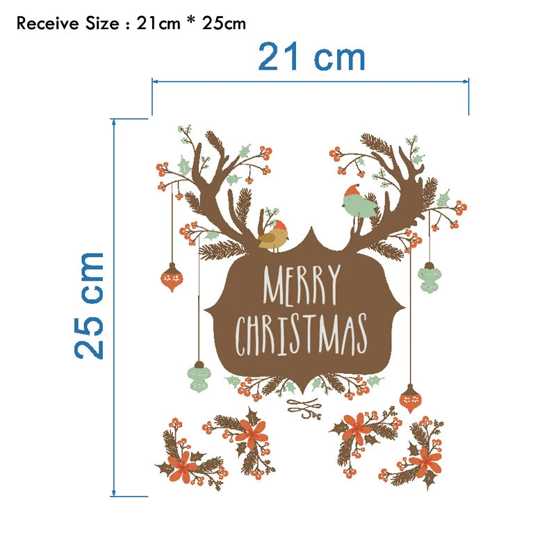 Merry Christmas Elk Antlers Wall Sticker Home Decor Glass Windows Wallpaper Festival Christmas Decoration Mural Toilet Decals