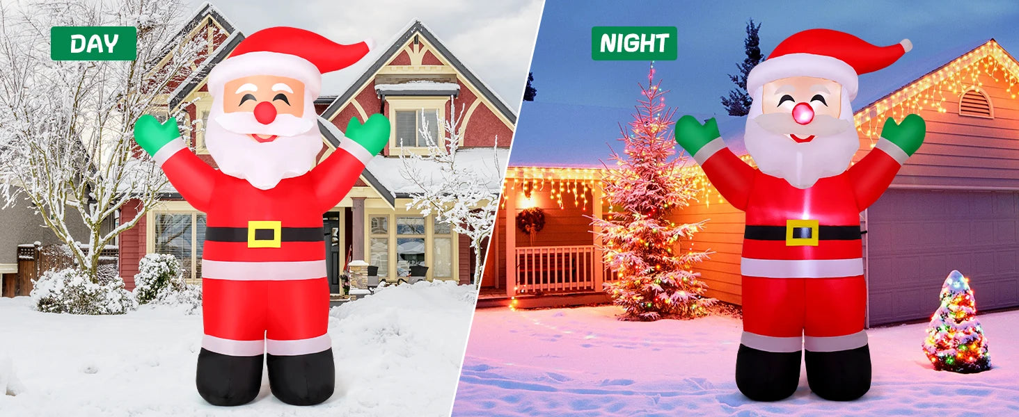 COMIN 5.2 FT Tall Christmas Inflatables Outdoor & Indoor Yard Lawn Garden Decorations Blow Waving Santa Claus with Built-in LEDs