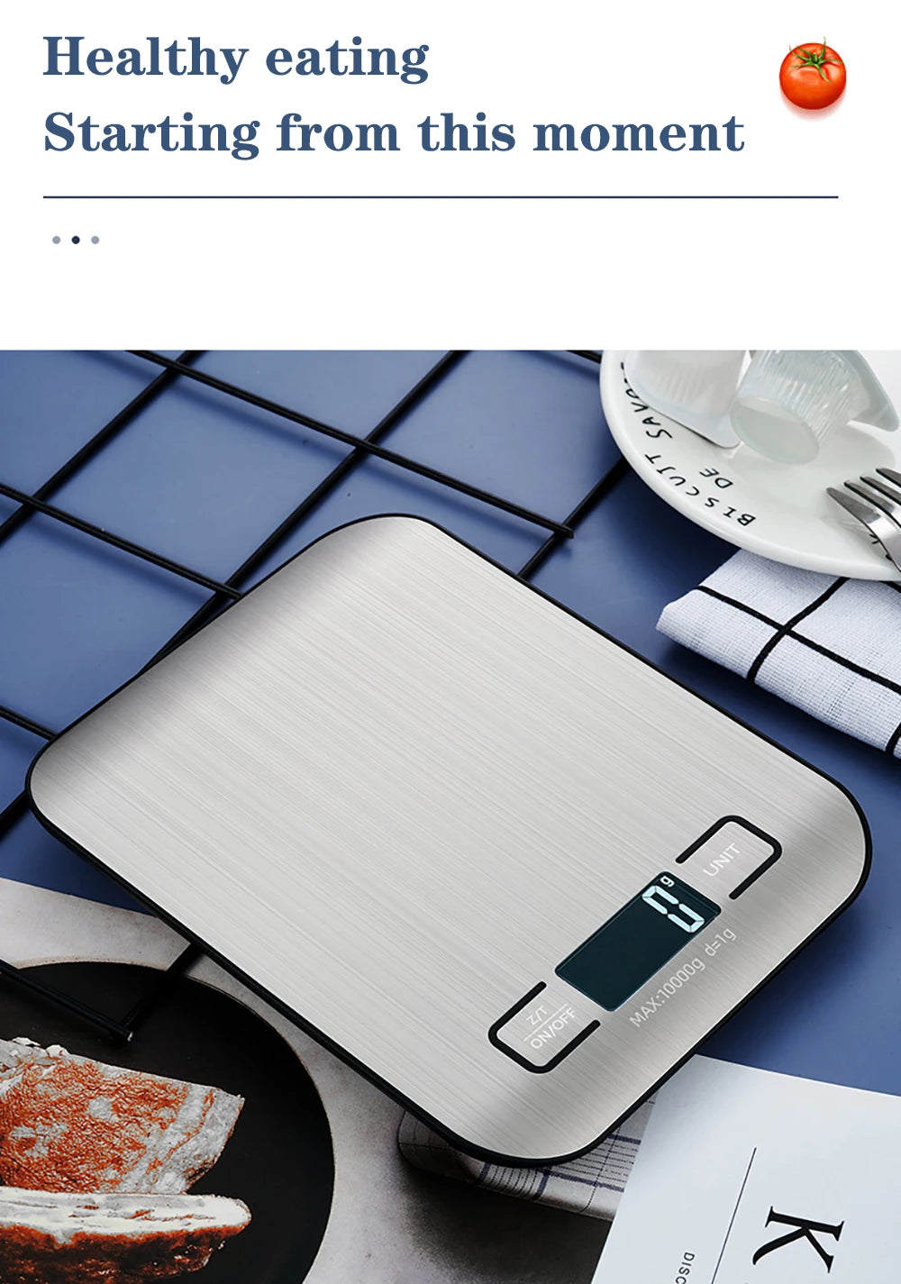Kitchen Scale LCD Display Stainless Steel Electronic Scales Home Jewelry Food Snacks Weighing Baking Tools