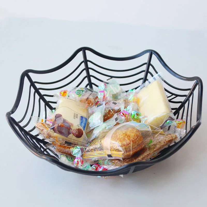 Halloween Decoration Black Spider Web Bowl Fruit Plate Candy Biscuit Package Basket Bowl Trick or Treat Halloween Party Supplies