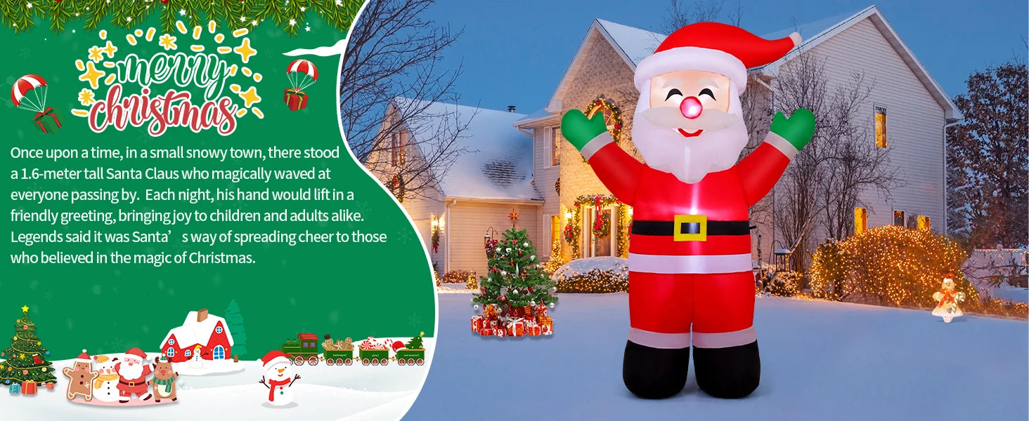 COMIN 5.2 FT Tall Christmas Inflatables Outdoor & Indoor Yard Lawn Garden Decorations Blow Waving Santa Claus with Built-in LEDs
