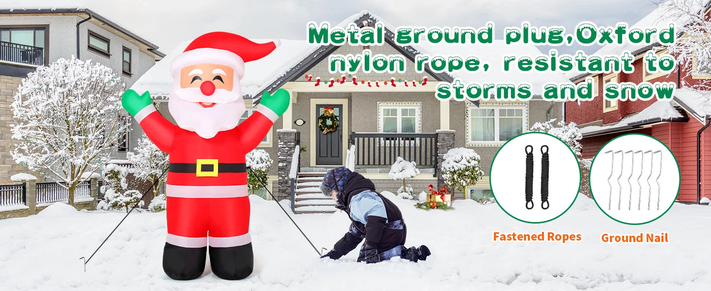 COMIN 5.2 FT Tall Christmas Inflatables Outdoor & Indoor Yard Lawn Garden Decorations Blow Waving Santa Claus with Built-in LEDs