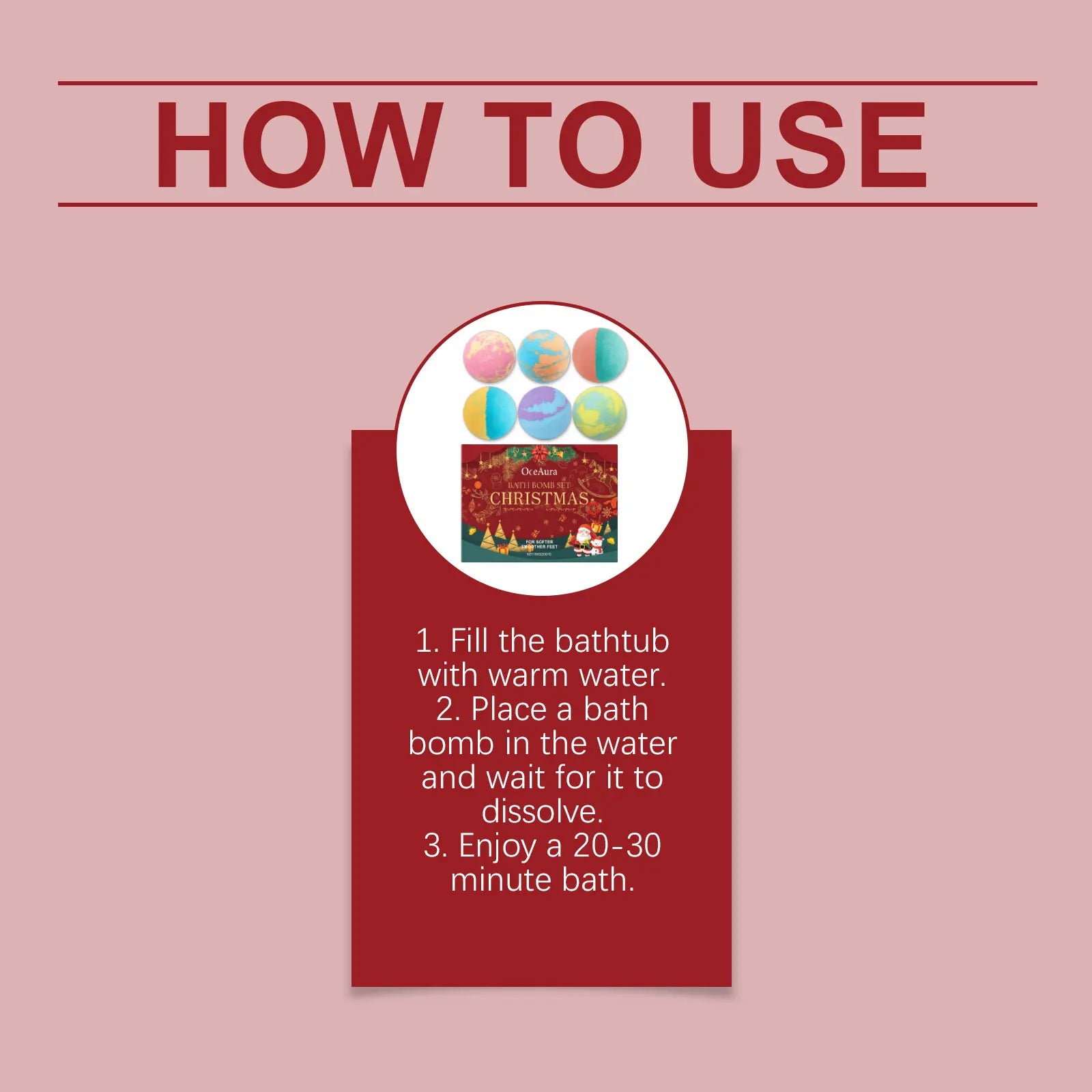 6pcs Christmas Bath Bombs Deep Moisturizing Exfoliating Body Relaxation Relieving Stress Aromatherapy Shower Handmade Salt Balls