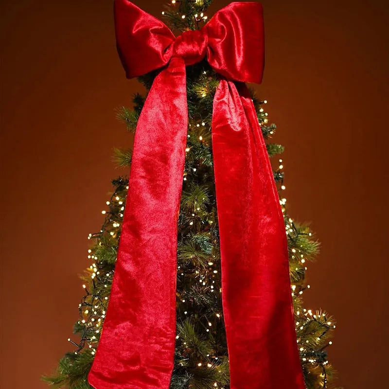 40 * 100cm Christmas Tree Big Bow Decoration Red Pink Green White Party Garden Wedding Hanging Pendant Festival Atmosphere Props