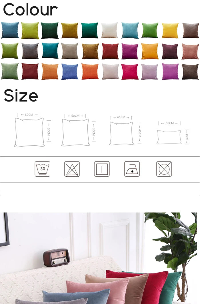 Pillow Cover Velvet Pillow Case 40x40cm For Living Room Sofa Decorative Pillows Home Decor Housse De Coussin Yellow Green Blue