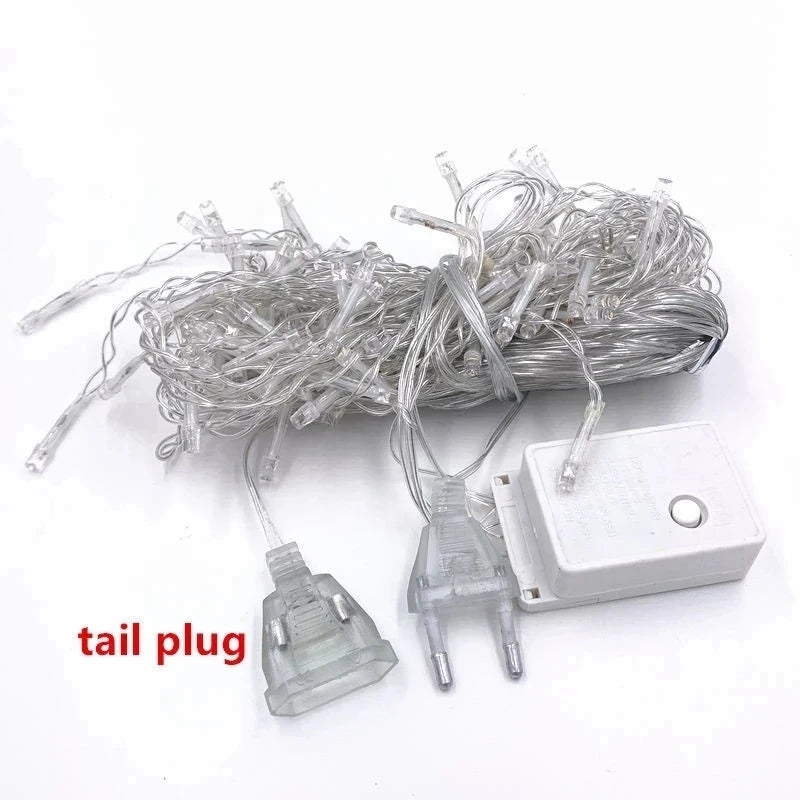 Outdoor Decoration 5m Droop 0.4-0.6m Curtain Icicle Led String Lights 220V 110V Garden Xmas Luminaria Garland Decorative Lights