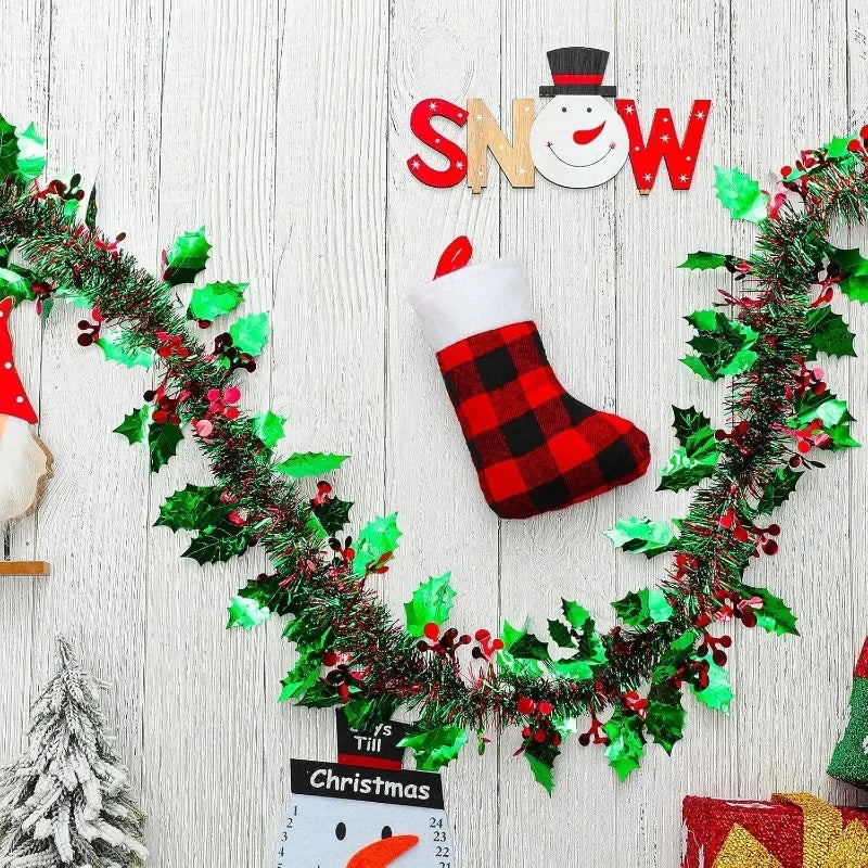 Christmas Tinsel Garland Shiny Metallic Tinsel Twist Garland Ornaments Long Glitter Christmas Tree Hanging Decor for Party Tree