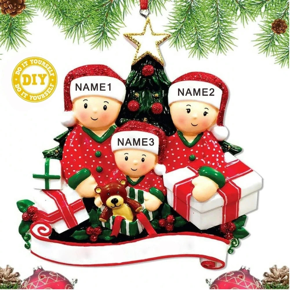 Personalized Family Christmas Ornament Cartoon Pendant Christmas Tree Hanging New Year 2024 Gift Xmas Tree Decoration for Home