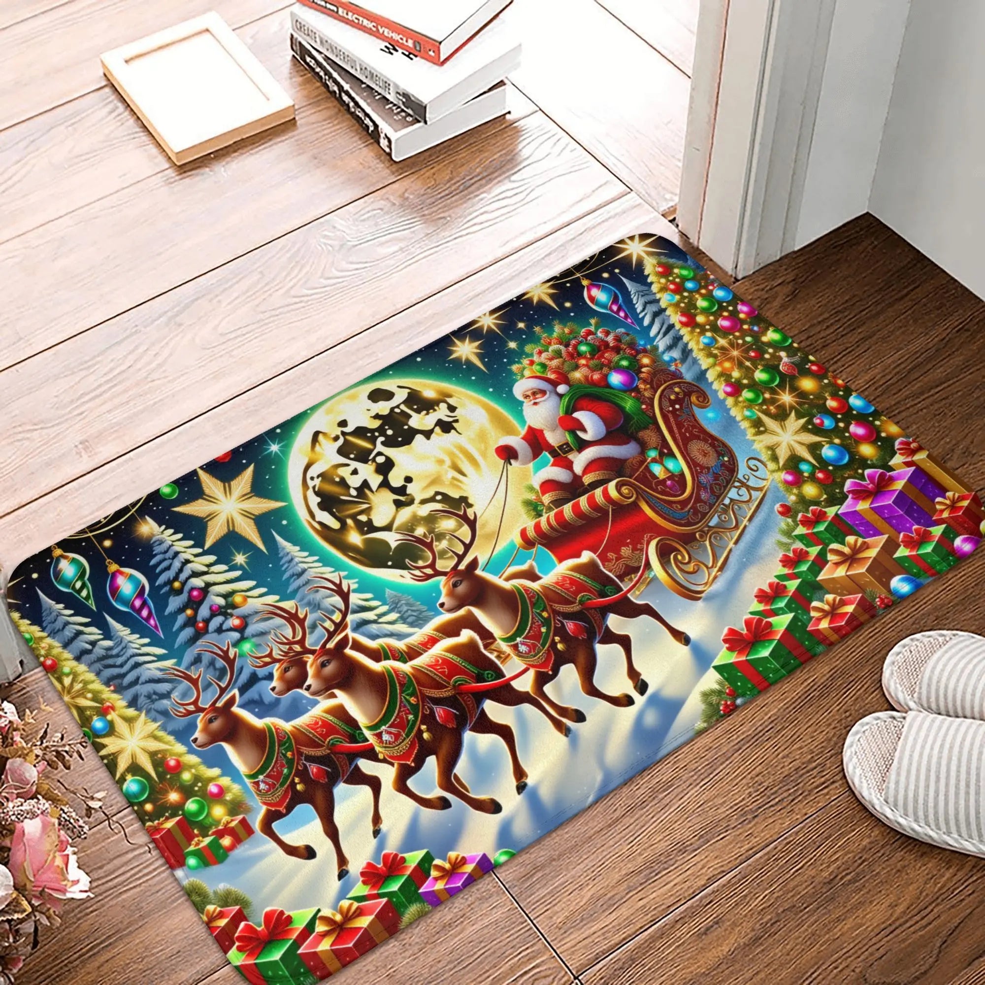 Snowman Pattern Merry Christmas Doormat Non-Slip Entrance Kitchen Bath Door Floor Mat  Toilet Carpet Rug