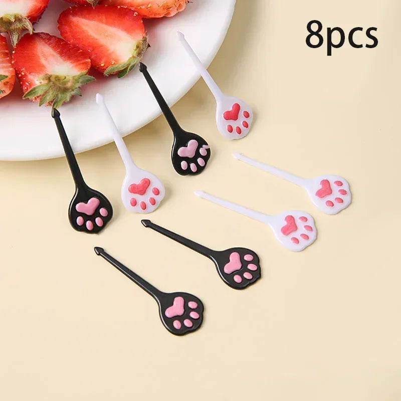 Halloween Series Plastic Fruit Fork Set Cute Cartoon Shape Cake Dessert Forks Decorations Children Lunches Toothpick Supplies