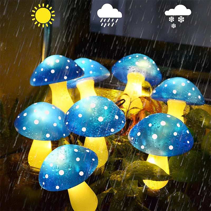 12LEDS Solar Panel Mushroom Fairy Light Garden Outdoor Decor Waterproof Night Lamp Yard For Christmas Wedding Party Decoration