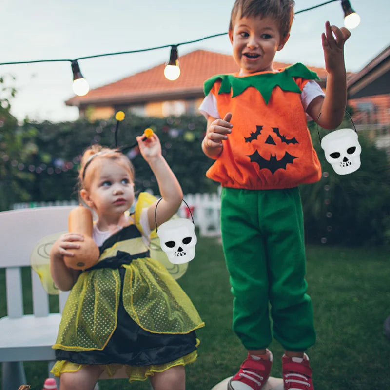 6pcs Halloween Witch Cauldron Candy Jar Trick Or Treat Skull Wizard Pot Cookies Gift Buckets For Kids Halloween Party Home Decor