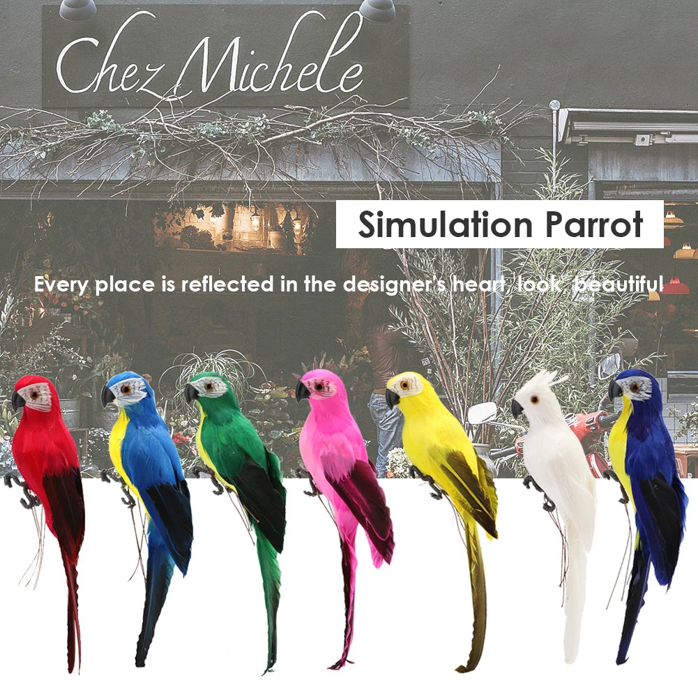 25cm Simulation Parrot Creative Foam Feather Artificial Parrot Macaw Bird Model Lawn Figurine Home Garden Ornament Decoration