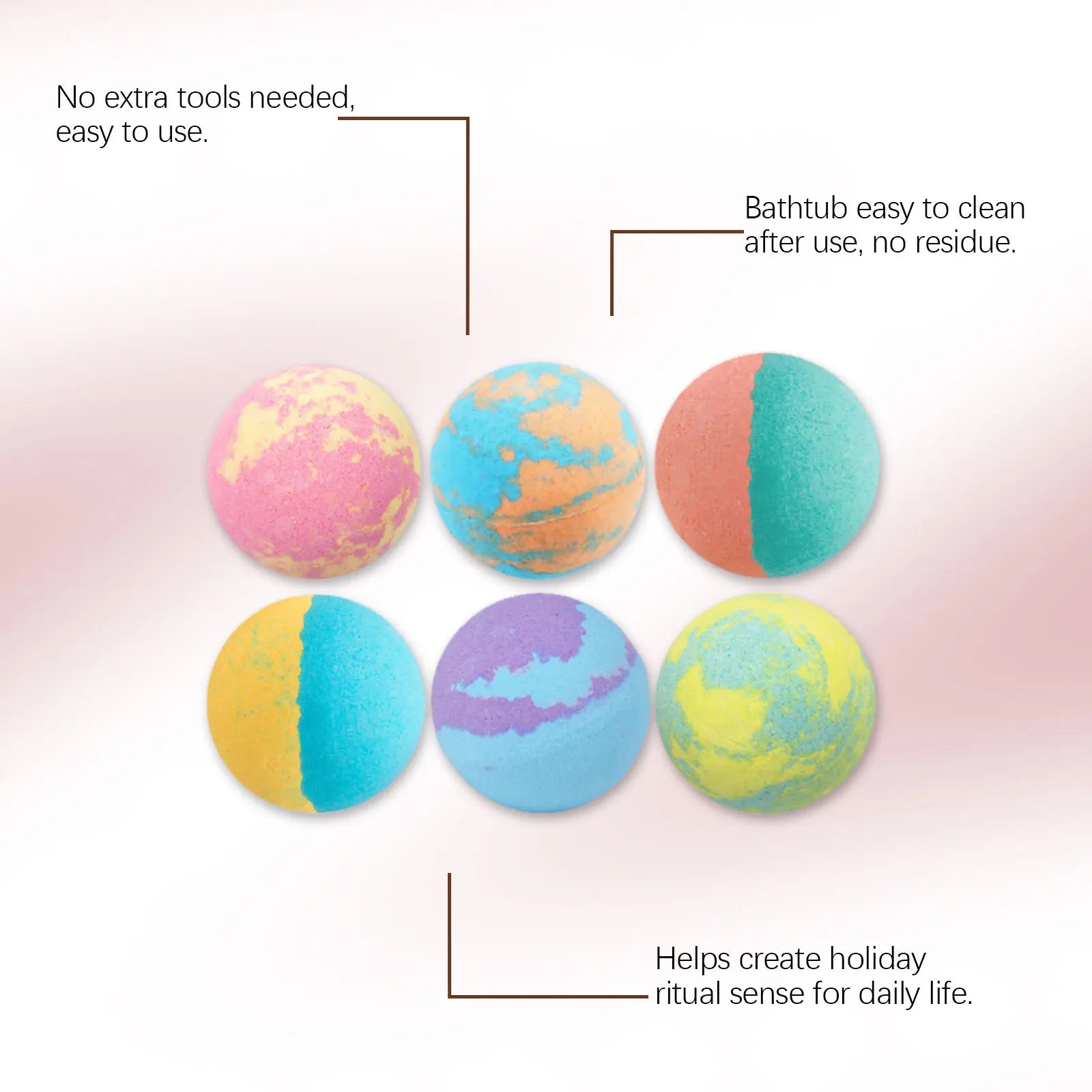 6pcs Christmas Bath Bombs Deep Moisturizing Exfoliating Body Relaxation Relieving Stress Aromatherapy Shower Handmade Salt Balls