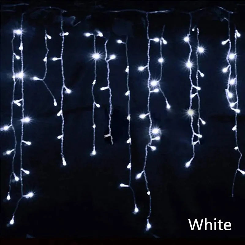 Outdoor Decoration 5m Droop 0.4-0.6m Curtain Icicle Led String Lights 220V 110V Garden Xmas Luminaria Garland Decorative Lights