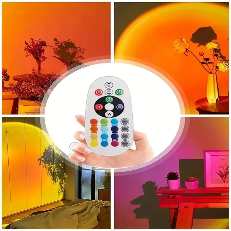 16-Color Spectrum Vibrant Sunset Projection Light USB Remote Control Dynamic Color Changing LED Light Creates Warm Home