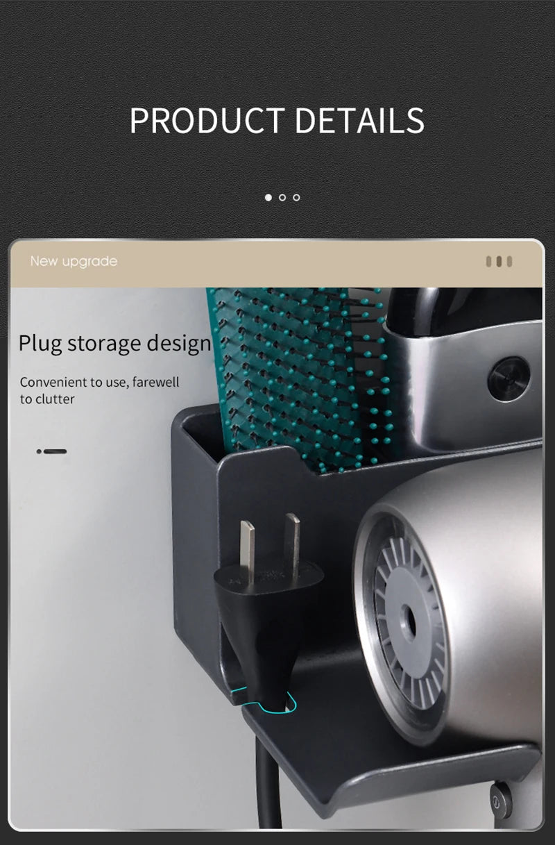 Bathroom Shelf Dryer Cradle Wall Shelves Hair Dryer Holder Shower Hairdryer Organizer Box Toilet Blower Holder Shelf Bathroom