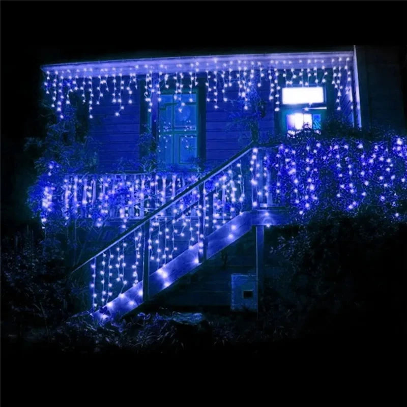 Outdoor Decoration 5m Droop 0.4-0.6m Curtain Icicle Led String Lights 220V 110V Garden Xmas Luminaria Garland Decorative Lights