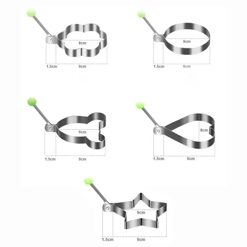 5Pcs Stainless Steel Eggs Rings Mold With Handle,Round Non-stick Pancake Omelette Mold For Griddle,Egg Shaper Home Kitchen Items