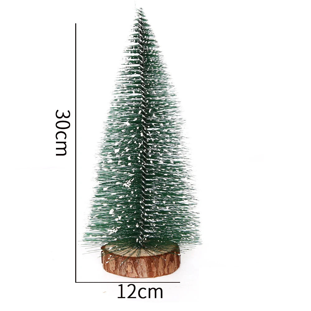 Mini Christmas Trees Different Size Craft Artificial Wooden Base Mini Christmas Tree Xmas Home Party New Year 2025 Decoration