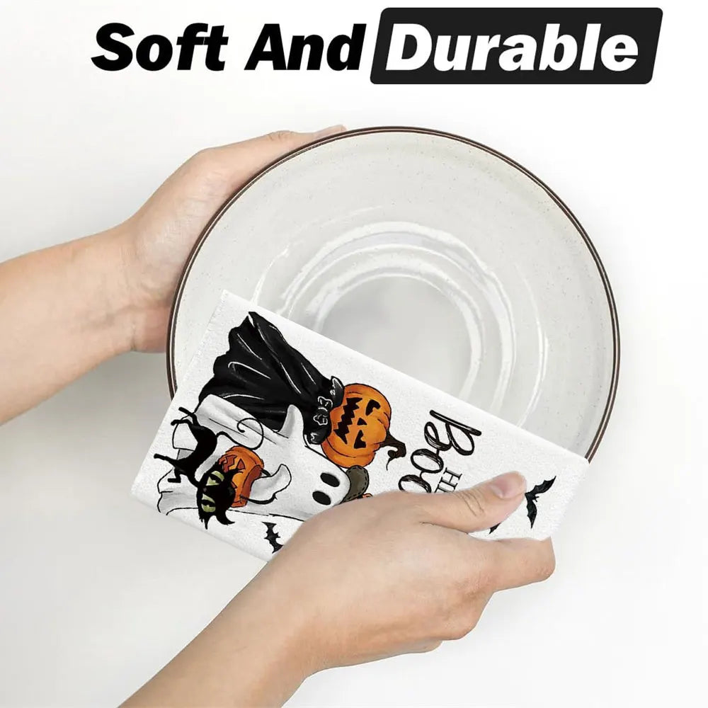 1pc Boo Halloween Kitchen Towels Dish Tea Towels Kitchen Decor Halloween Decoration Cotton Gift for Mom Women Kitchen Supplies