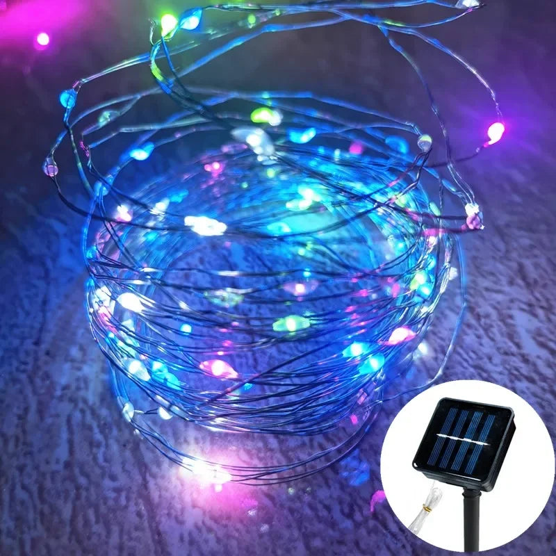 Led Solar Fairy String Lights 8 Modes Christmas Led Light Outdoor Garden Patio Wire Garland Light Christmas Lights