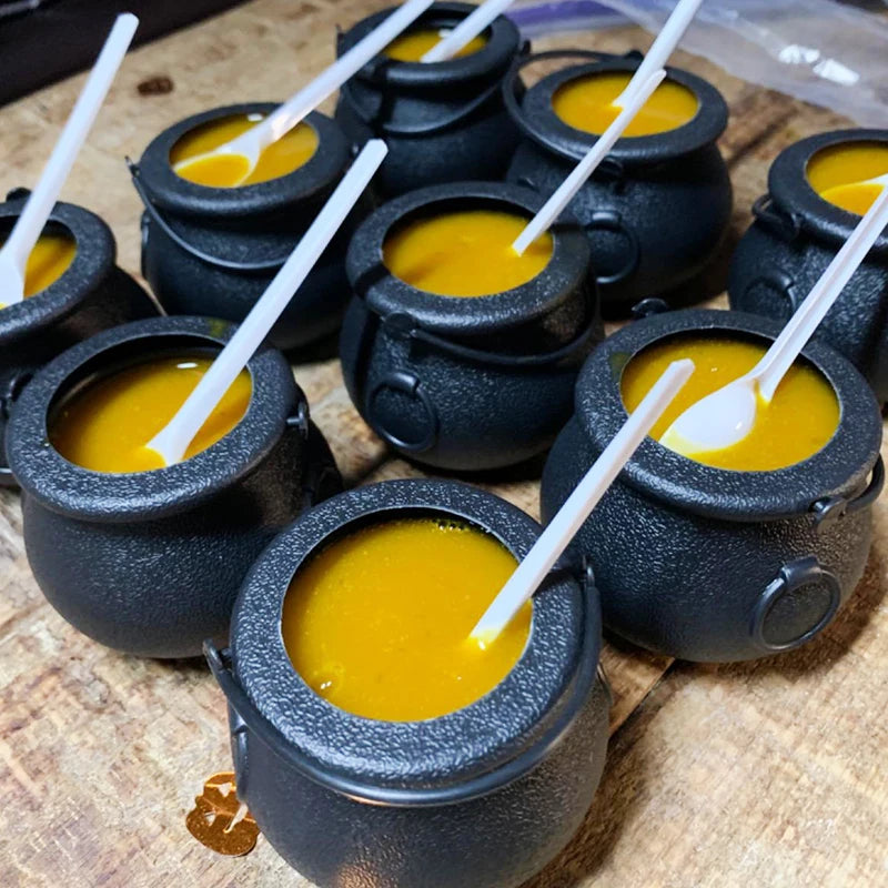 6/12/18pcs Halloween Candy Bucket Mini Black Candy Kettles Cauldron Pot Trick Or Treat Holder Halloween Party Decoration Prop