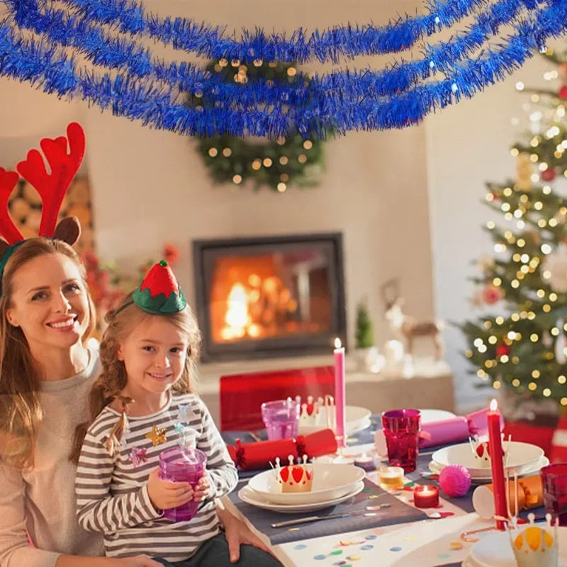 1.5/30M Colorful Christmas Ribbon Garland Xmas Tree Wrapping Tinsel Ribbons DIY Bar Wedding New Year Party Ribbon Decorations