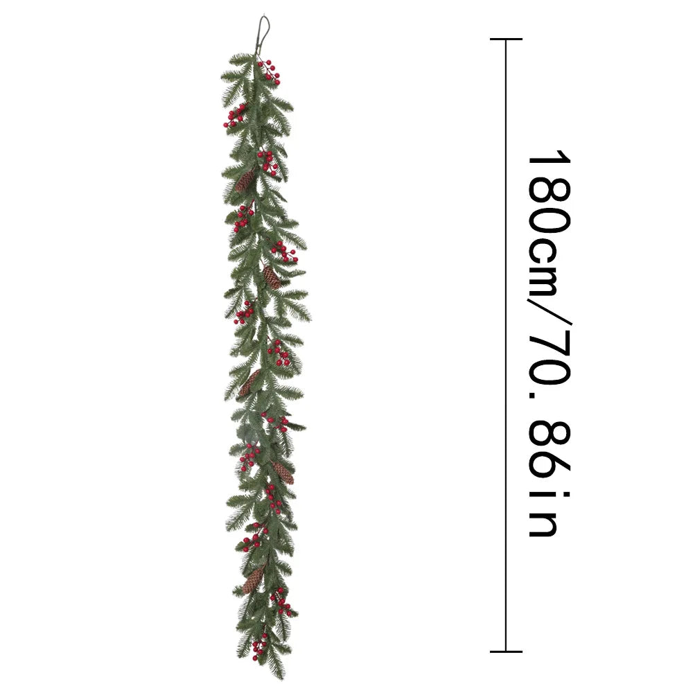 YeeNanee Realistic Christmas Spruce Garlands with Pinecone Red Berry Greenery Pineneedle Vine for Home Fireplace Mantle Decor