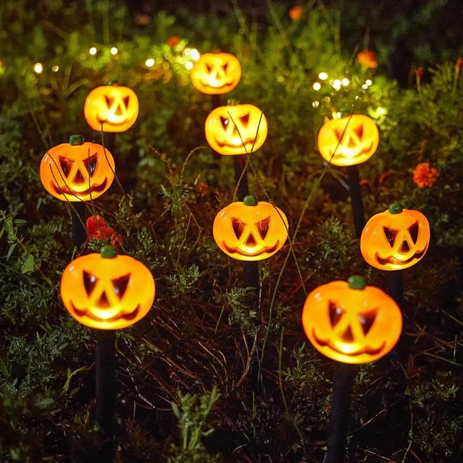 5PCS/Set Pumpkin,Ghost Solar Halloween Lights Outdoor Waterproof Pathway Light Garden Home Decoration Lamp Halloween Accessories