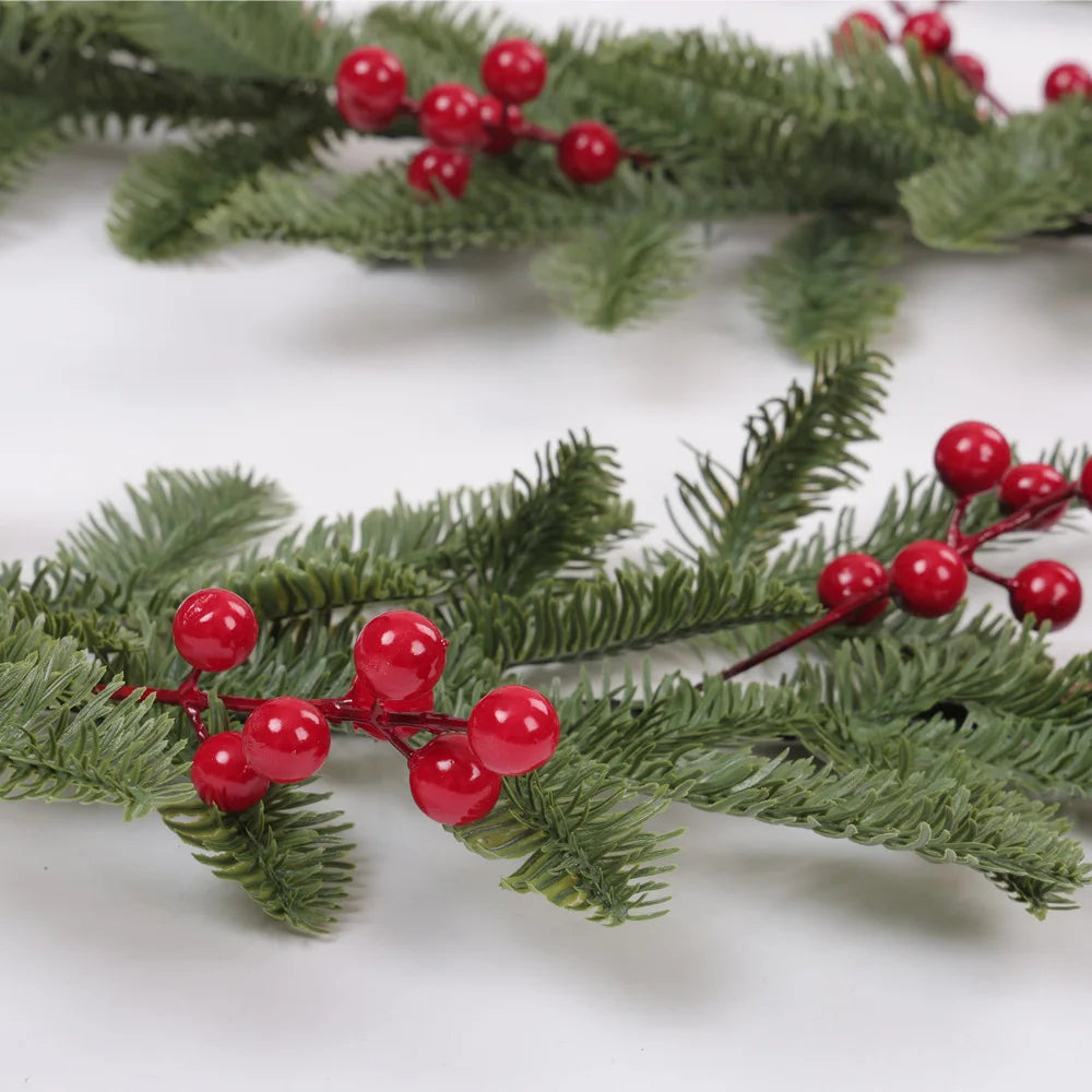 YeeNanee Realistic Christmas Spruce Garlands with Pinecone Red Berry Greenery Pineneedle Vine for Home Fireplace Mantle Decor