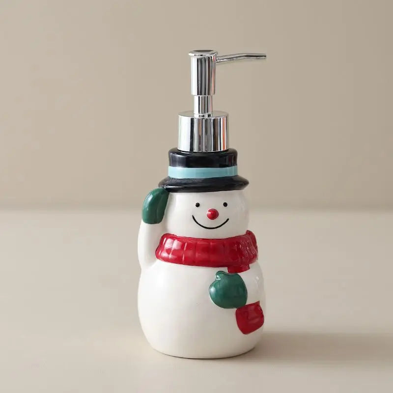 Painted Christmas Ceramic Lotion Bottle Hand Sanitizer Shampoo Moisture Bottled Hotel Press Soap Dispenser Bathroom Accessories
