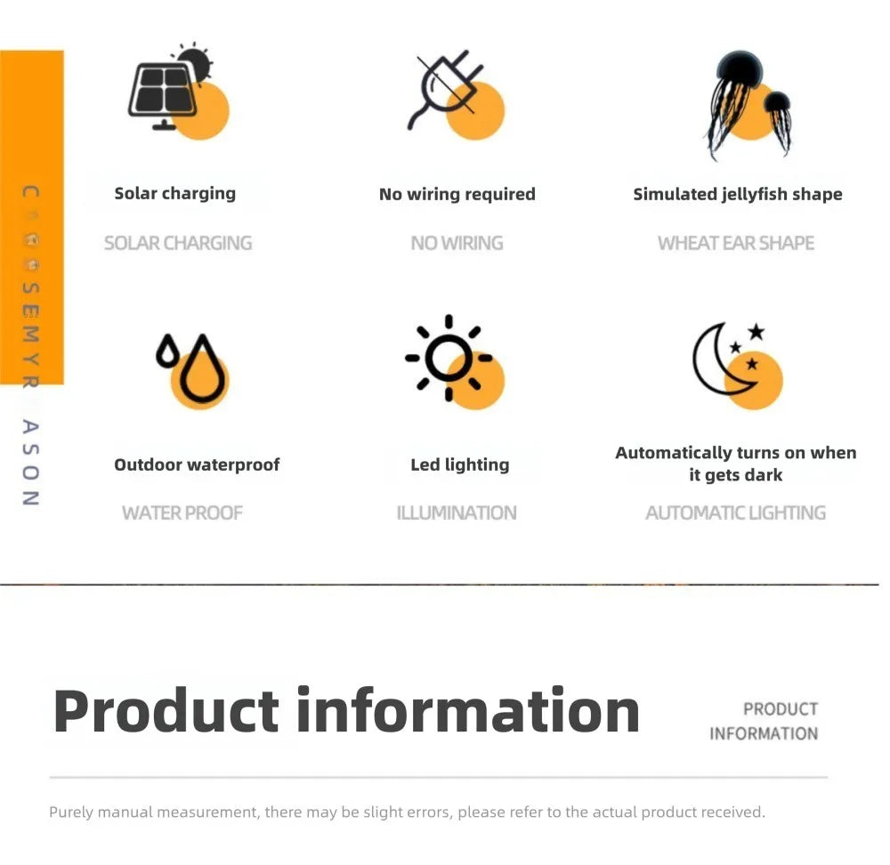 LED Solar Jellyfish Mushroom Fairy Light RGB Waterproof Energy-saving Solar Garden Lamp for Outdoor Lawns Courtyard Decor Light