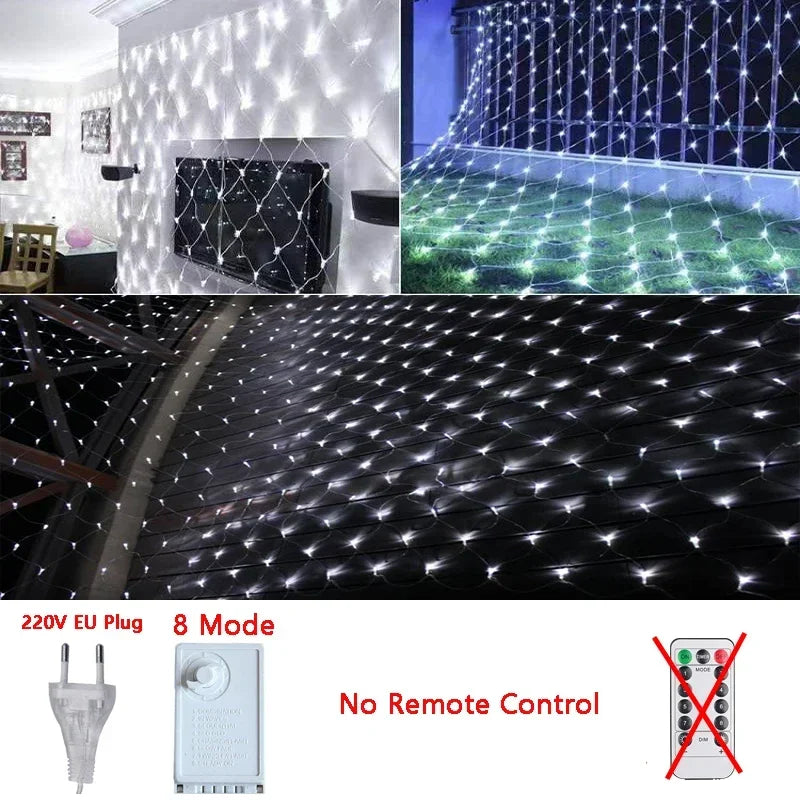 1M-36M LED Outdoor Fishing Net Christmas Fairy Lights Festoon Garden Street Garland Curtain Wedding Tree Ramadan Decoration 2026