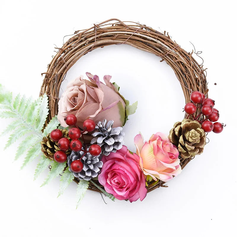 10Cm/15cm/20cm Artificial Rattan Frame Home Wedding Christmas Party Outdoor Decor DIY Gifts Bride Wreath Wall Hanging Accessory