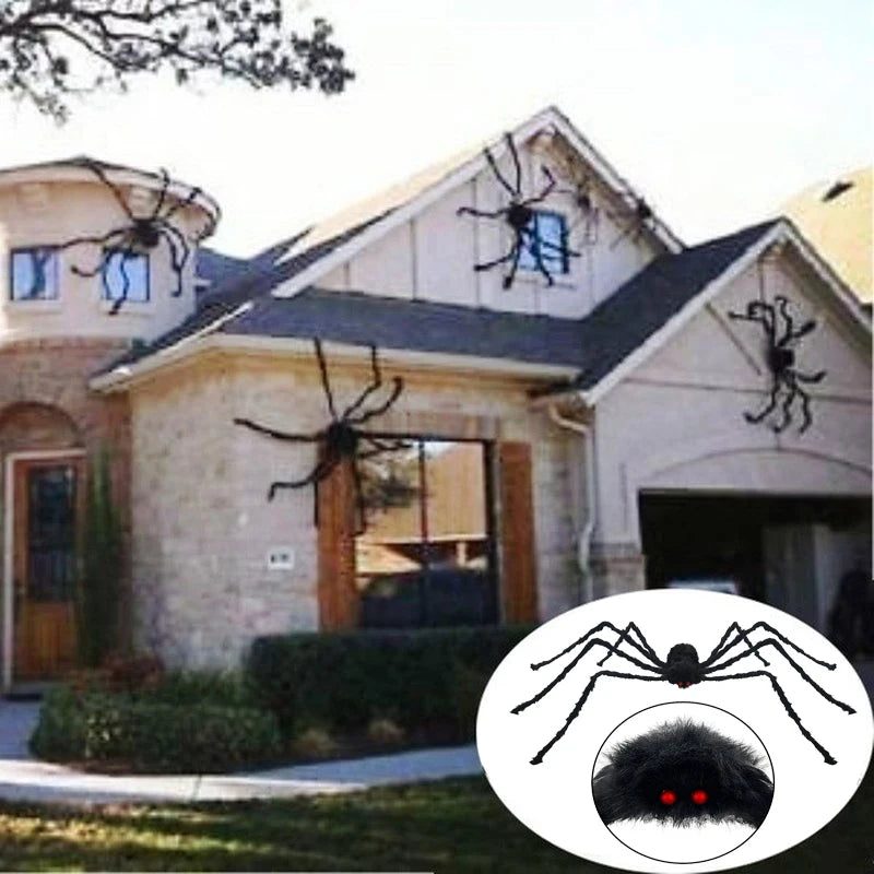 30cm/50cm/90cm/150cm/200cm Extra Large Plush Black Spider Outdoor Home Bar Party Haunted House Horror Props Halloween Decoration