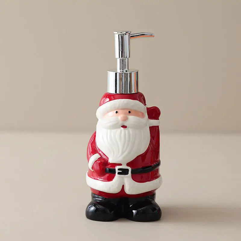 Painted Christmas Ceramic Lotion Bottle Hand Sanitizer Shampoo Moisture Bottled Hotel Press Soap Dispenser Bathroom Accessories