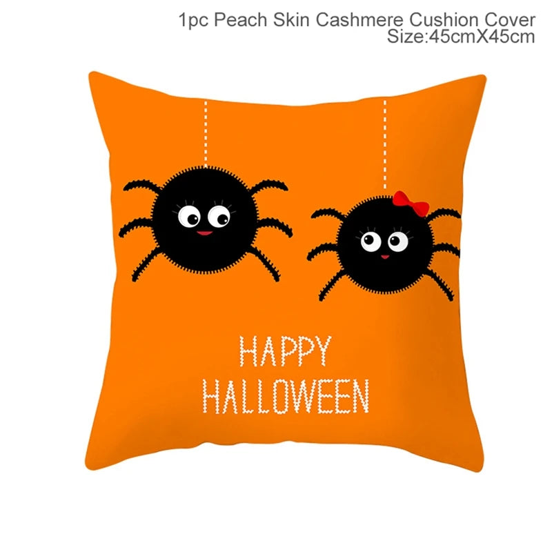 Halloween Linen Cushion Cover Trick or Treat Theme Pillowcase Cartoon Pumpkin Ghost Pillow Cover Halloween Party Decoration 2025