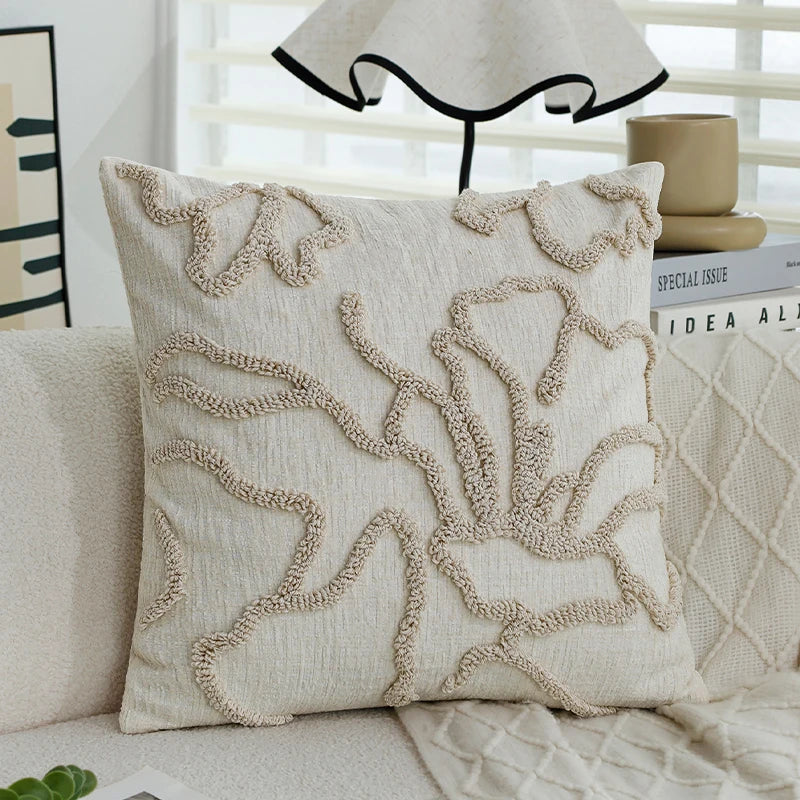 45x45 Boho Style Chenille Decorative Throw Pillow Cover Soft Geometric Lines Cushion Covers 3-color Pillowcase Sofa Living Room