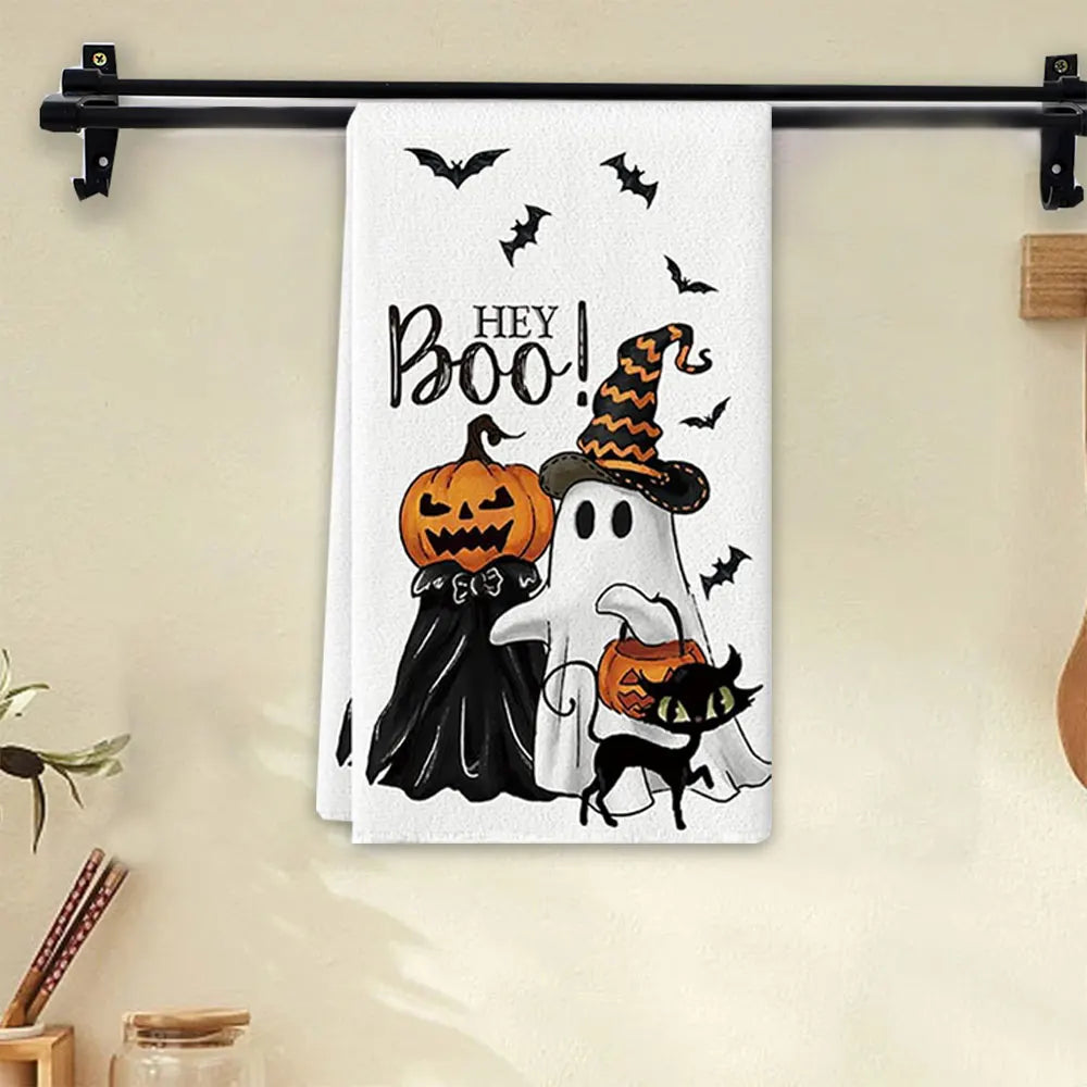 1pc Boo Halloween Kitchen Towels Dish Tea Towels Kitchen Decor Halloween Decoration Cotton Gift for Mom Women Kitchen Supplies